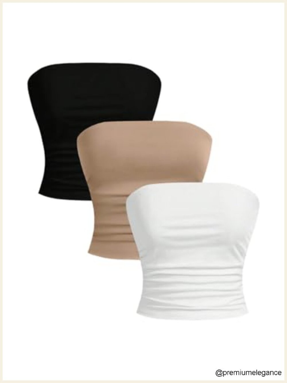 3 Piece Ruched Tube Top Set Strapless Crop Tops Summer